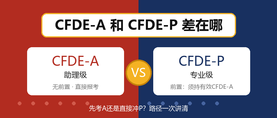 CFDE-A与CFDE-P对比：报考条件、考试方式、进阶规则